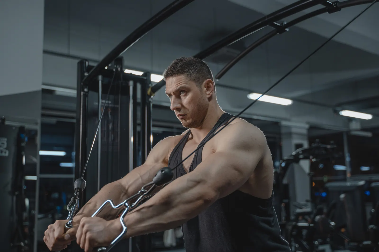 Gym equipment in a fitness facility